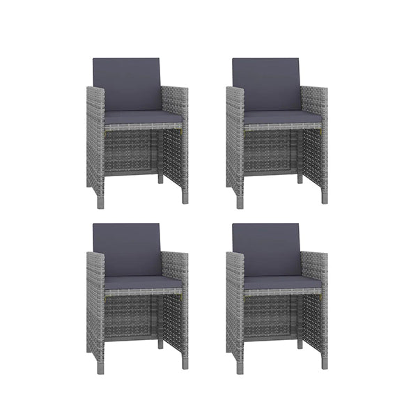 5 Piece Outdoor Dining Set With Cushions Poly Rattan Grey