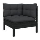 5 Piece Pinewood Garden Lounge Set With Anthracite Cushions