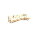 5 Piece Pinewood Garden Lounge Set With Cream Cushions
