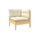 5 Piece Pinewood Garden Lounge Set With Cream Cushions