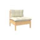 5 Piece Pinewood Garden Lounge Set With Cream Cushions