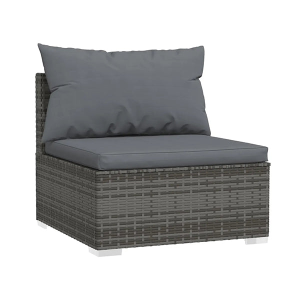5 Piece Poly Rattan Grey Garden Lounge Set With Cushions