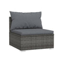 5 Piece Poly Rattan Grey Sofa Garden Set With Cushions