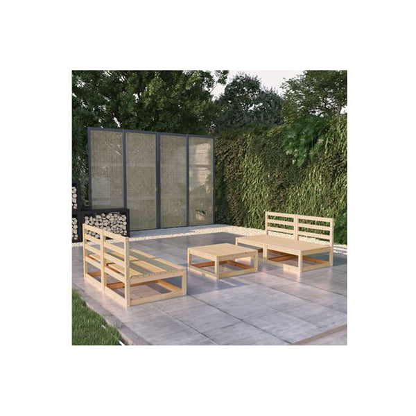 5 Piece Solid Pinewood Garden Lounge Set