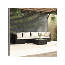 5 Piece Sofa Garden Set With Cushions Poly Rattan Black