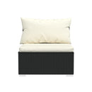 5 Piece Sofa Garden Set With Cushions Poly Rattan Black
