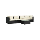 5 Piece Sofa Garden Set With Cushions Poly Rattan Black