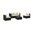 5 Piece Sofa Lounge Set With Cushions Poly Rattan Black