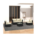 5 Piece Sofa Lounge Set With Cushions Poly Rattan Black