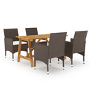 5 Pieces Garden Brown Dining Set