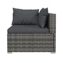 5 Pieces Grey Garden Lounge Set With Cushions Poly Rattan