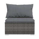 5 Pieces Grey Garden Lounge Set With Cushions Poly Rattan