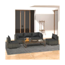 5 Pieces Grey Garden Lounge Set With Cushions Poly Rattan
