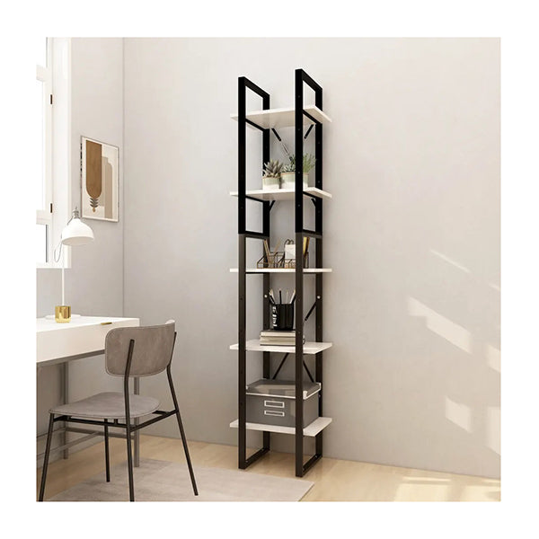 5 Tier Book Cabinet White 40 X 30 X 175 Cm Pinewood