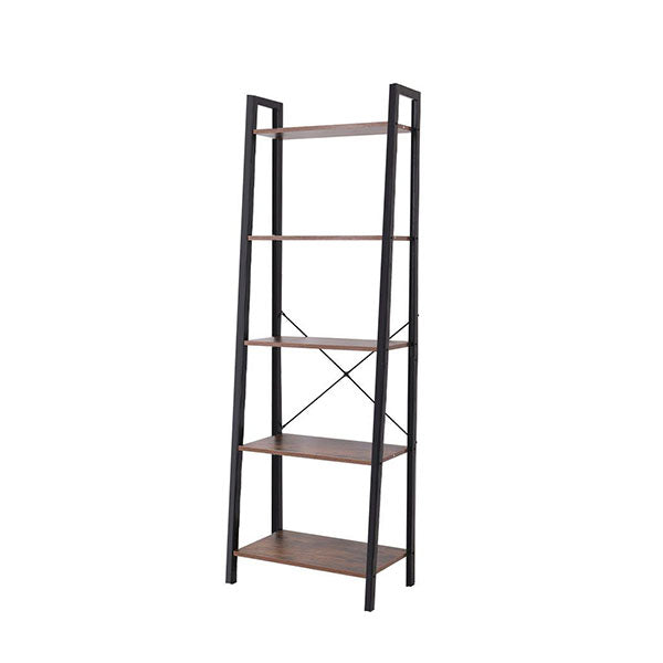 5 Tier Bookshelf Industrial Ladder Shelf Wooden Storage