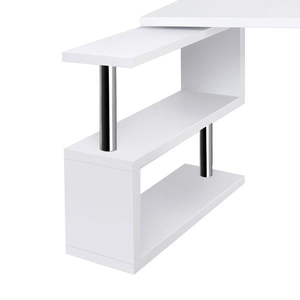 Office Computer Desk Corner Table w/ Bookshelf White