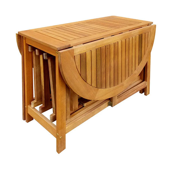 5 Piece Folding Outdoor Dining Set Solid Acacia Wood