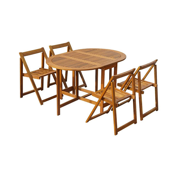 5 Piece Folding Outdoor Dining Set Solid Acacia Wood