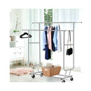 6Ft Double Rail Clothes Rack Stand Adjustable Rolling Hanger