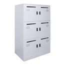 6 Lockable Compartments Office Locker White China