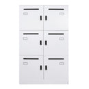 6 Lockable Compartments Office Locker White China