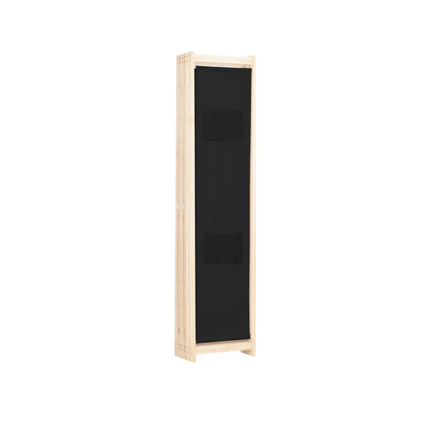6 Panel Room Divider Black Fabric