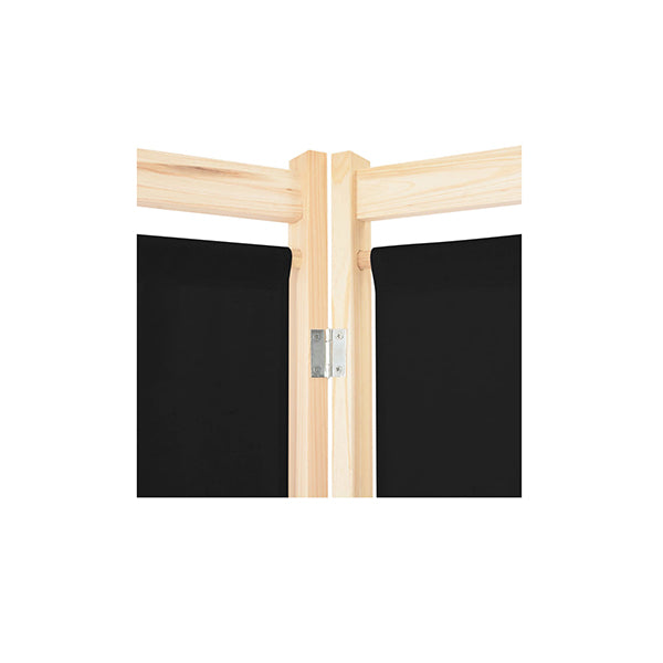 6 Panel Room Divider Black Fabric