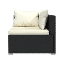 6 Pcs Garden Lounge Set Cushioned Poly Rattan Black