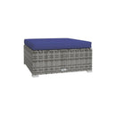 6 Piece Brown Garden Lounge Set Poly Rattan With Dark Blue Cushions