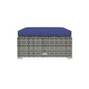 6 Piece Brown Garden Lounge Set Poly Rattan With Dark Blue Cushions