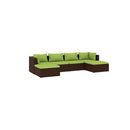 6 Piece Brown Garden Lounge Set Poly Rattan With Fabric Cushions