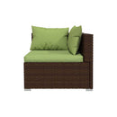 6 Piece Brown Garden Lounge Set Poly Rattan With Fabric Cushions