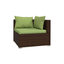 6 Piece Brown Garden Lounge Set Poly Rattan With Fabric Cushions