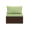 6 Piece Brown Garden Lounge Set Poly Rattan With Fabric Cushions