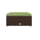 6 Piece Brown Garden Lounge Set Poly Rattan With Fabric Cushions