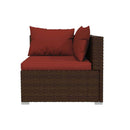 6 Piece Brown Garden Lounge Set Poly Rattan With Fabric Cushions