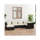 6 Piece Garden Lounge Set Poly Rattan Black With Cushions