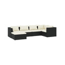 6 Piece Garden Lounge Set Poly Rattan Black With Cushions