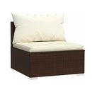 6 Piece Garden Lounge Set Poly Rattan Brown