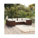 6 Piece Garden Lounge Set Poly Rattan Brown