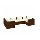 6 Piece Garden Lounge Set Poly Rattan Brown