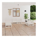 6 Piece Garden Lounge Set White Solid Pinewood