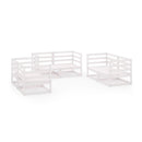 6 Piece Garden Lounge Set White Solid Pinewood
