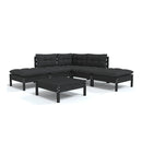 6 Piece Garden Lounge Set With Cushions Black Pinewood