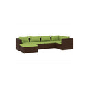 6 Piece Garden Lounge Set With Cushions Brown Poly Rattan