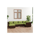 6 Piece Garden Lounge Set With Cushions Brown Poly Rattan