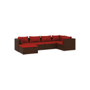 6 Piece Garden Lounge Set With Cushions Brown Poly Rattan