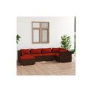 6 Piece Garden Lounge Set With Cushions Brown Poly Rattan