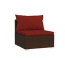 6 Piece Garden Lounge Set With Cushions Brown Poly Rattan