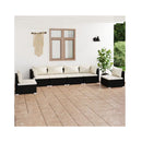 Poly Rattan Black 6 Piece With Cushions Garden Lounge Set
